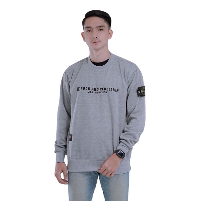 REBEL ID ORIGINAL Sweater Pria Flecee Crewneck Bordir