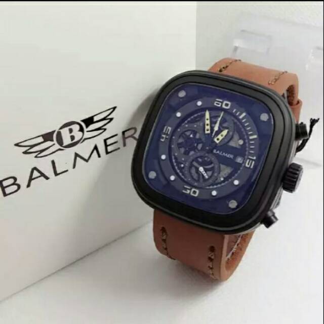Jam Tangan Pria Balmer 7906 Chronograph Kulit Square