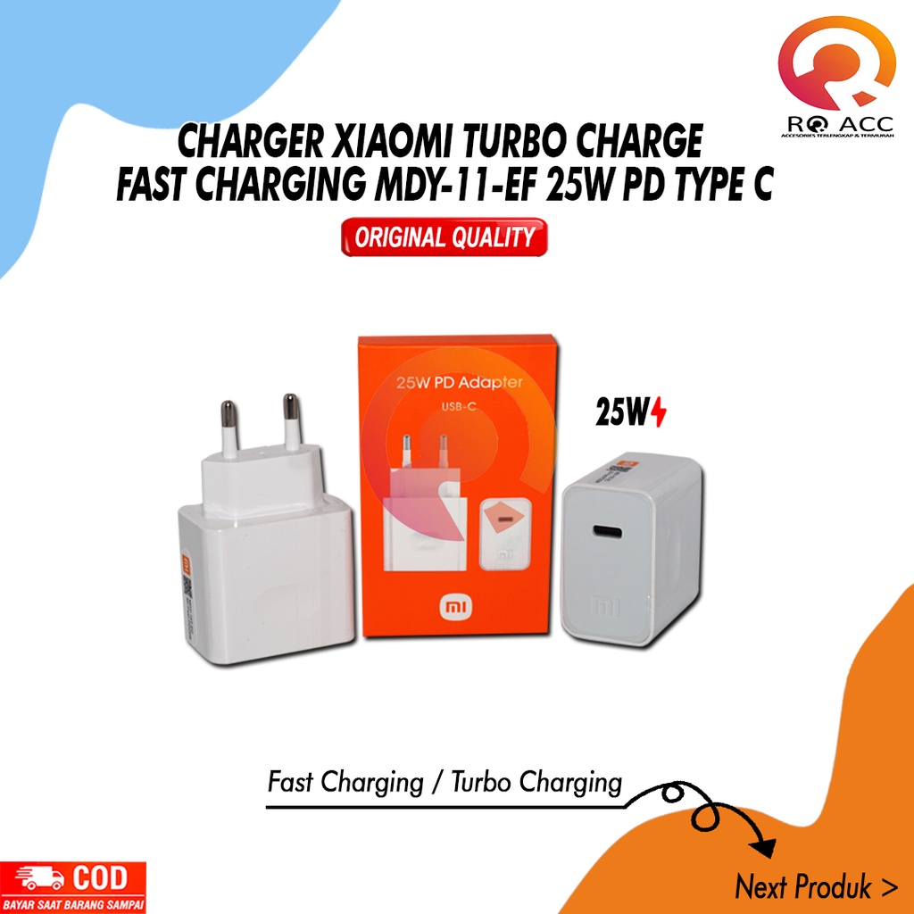 [RO ACC] CHARGER XIAOMI TURBO CHARGE FAST CHARGING MDY-11-EF 25W PD TYPE C