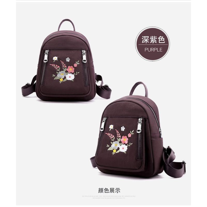 Hot Sale 2023 Tas Ransel Fashion Women Backpack Flower Bordir Beautiful Bag Travel Student School Small Casual