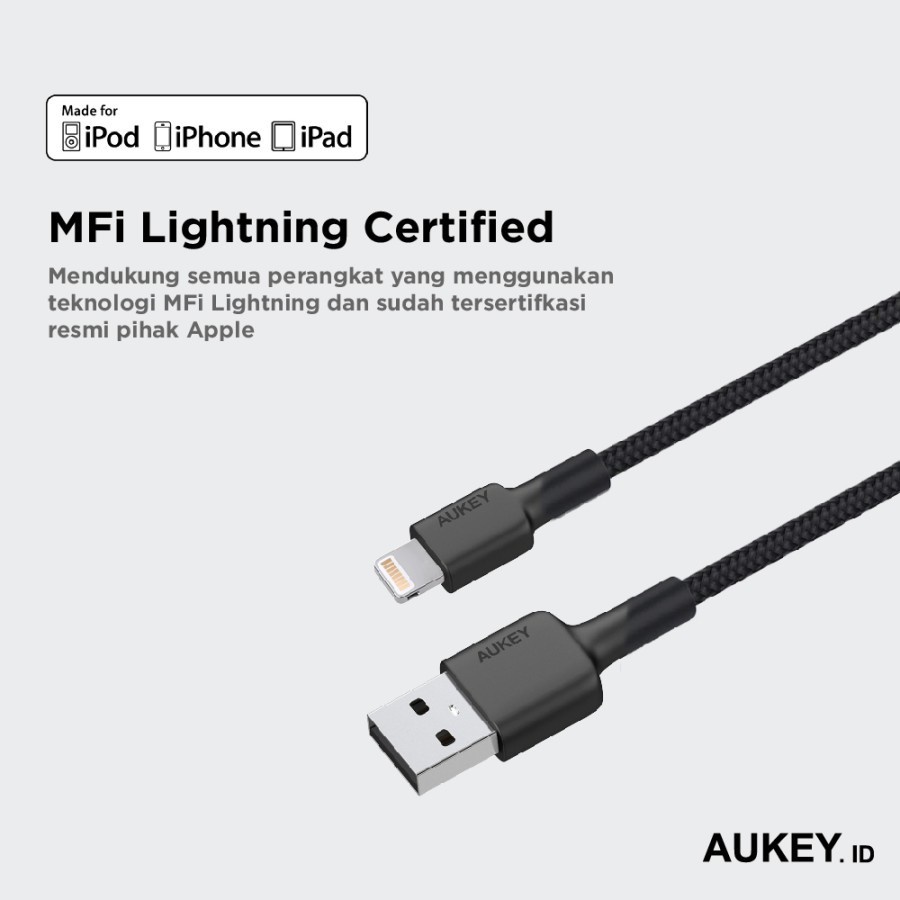 Kabel Charger Iphone Aukey CB-BAL4 MFI USB C To Lightning