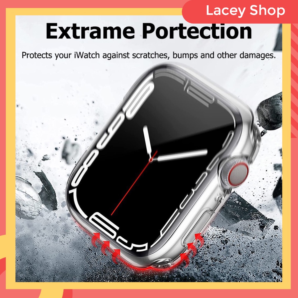 Full Cover Transparent Shell 360° Protective Case APPLE WATCH iWatch S7 TPU Soft Case 41mm 45mm S1~S6
