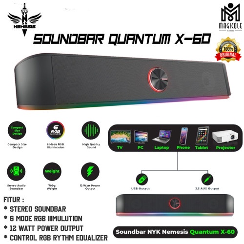 NYK Nemesis X60 X-60 Quantum Soundbar Gaming Speaker RGB