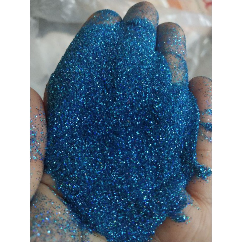 SERBUK GLITTER HOLOGRAM BIRU / BIRU RAINBOW 250 gr