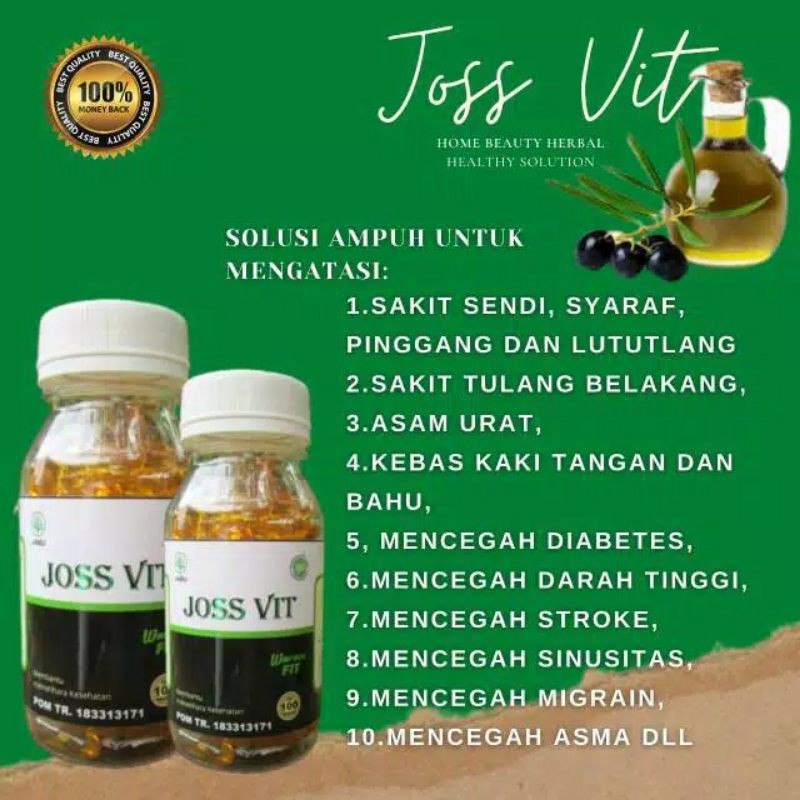 Joss Vit Premium Obat Herbal Suplemen Kapsul Anti Kolesterol Asam Urat Diabetes Manjur Mujarab Ampuh