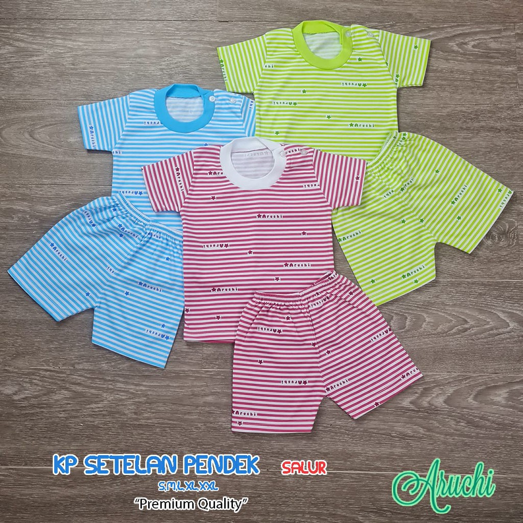 PROMO ARUCHI PREMIUM SETELAN ANAK PIYAMA ANAK SALUR PENDEK NB  S M L ( 3-18 Bulan ) BAJU ANAK BAYI