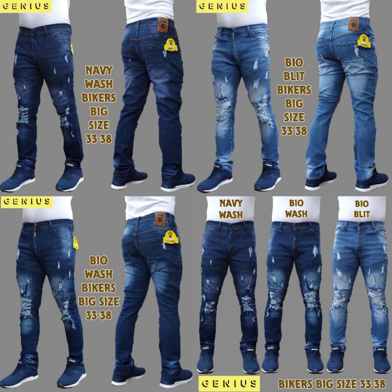 CELANA JEANS BIKERS RIPPED BIG SIZE PRIA/CELANA JEANS BIKERS BERKUALITAS
