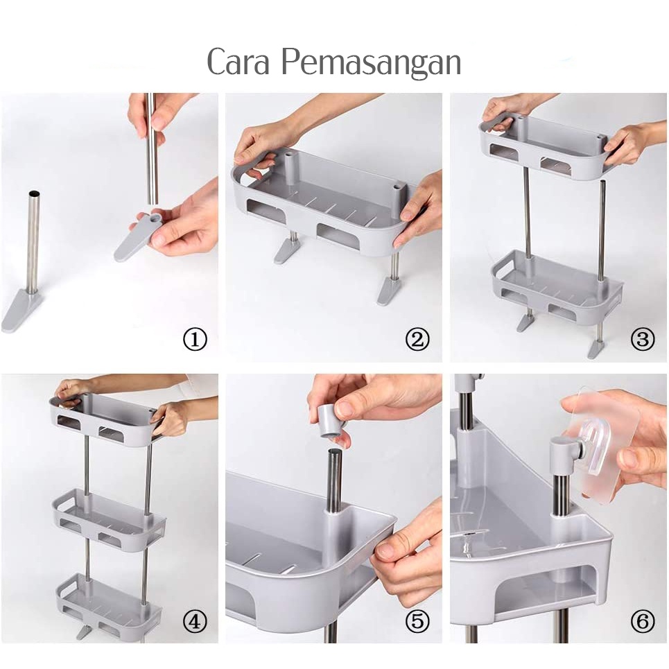 Vana Rak Toilet Organizer Kamar Mandi Susun WC Rack Tempel Dinding Kloset Multifungsi Serbaguna Untuk Tissue Sabun Lotion Tempat Bumbu Dapur