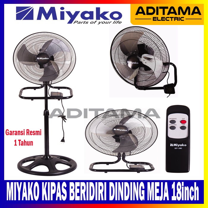 GOJEK MIYAKO KIPAS ANGIN BERDIRI DINDING MEJA REMOTE 18inch KST-18RC