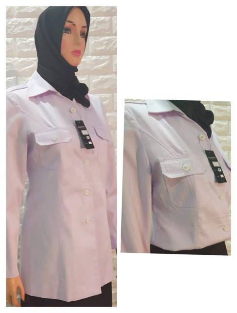 ATASAN KEMEJA PUTIH KANTONG ATAS DUA . SWT ROK A HITAM / SET ROK SPAN HITAM / SET CELANA OANJANG BAHAN KATUN UNTUK SETELAN FREE HIJAB