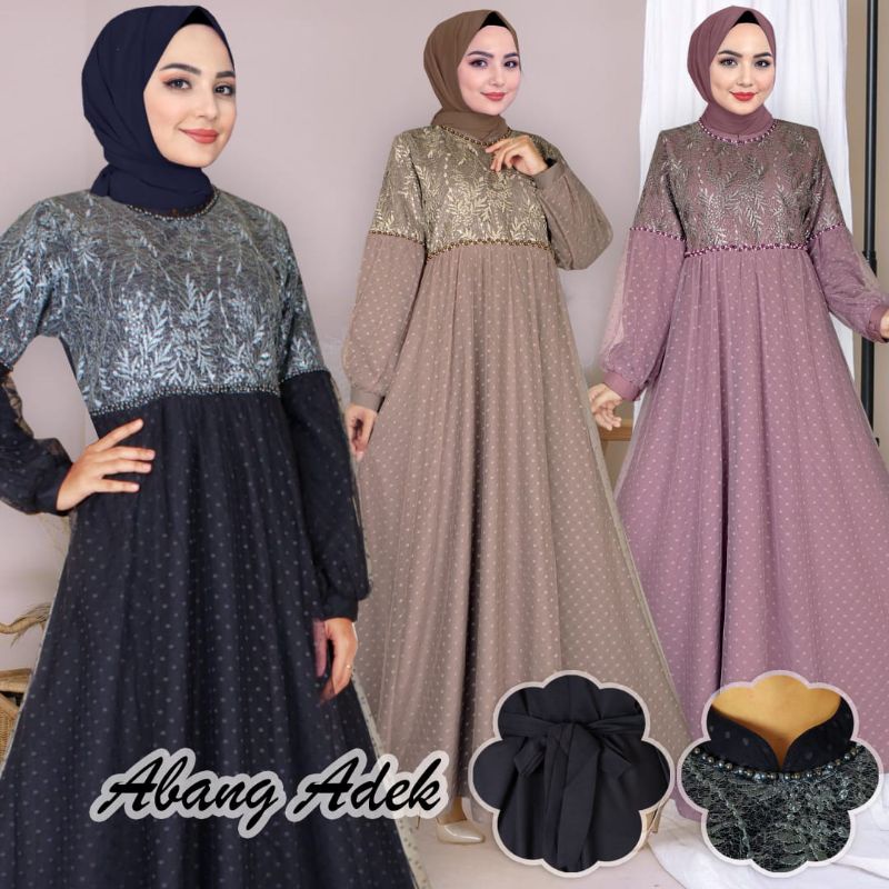 GAMIS DEWASA TILLE BRUKAT BAHAN AMUNZEN 58 TERBARU DARI ABANG ADEK COLLECTION BISA COD GAMIS FASHION