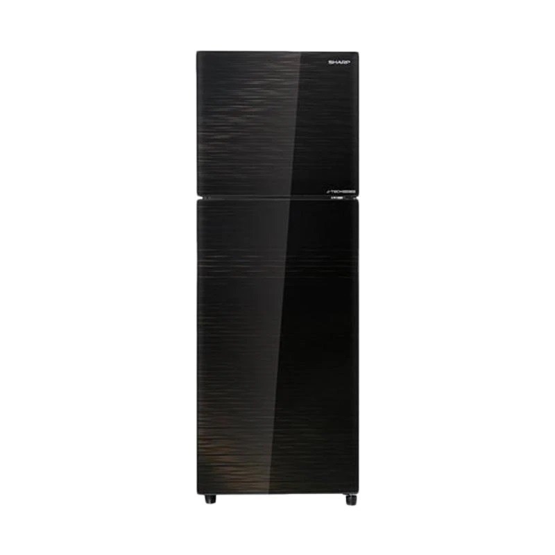 SHARP SJ 326 XI MK / BLACK KULKAS 2 PINTU 256 L / J-TECH INVERTER TEMPERED GLASS DOOR / SJ326XIMK