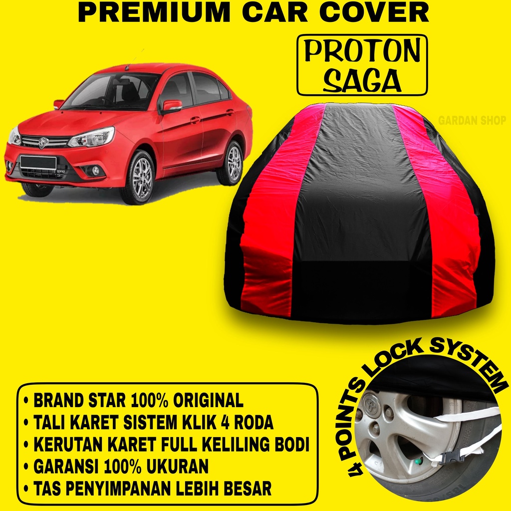 Body Cover PROTON SAGA Sarung Strip MERAH Penutup Pelindung Bodi Mobil Proton Saga PREMIUM