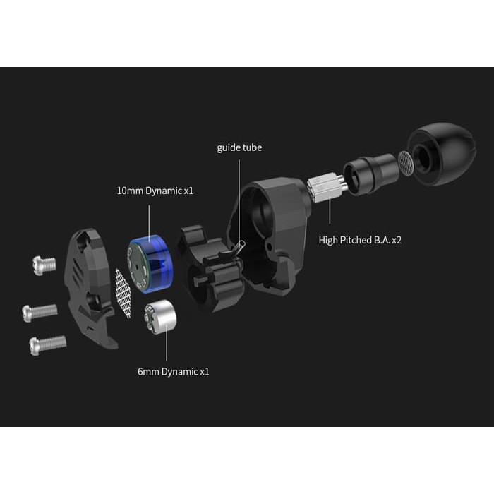 KZ ZS6 WITH MIC KNOWLEDGE ZENITH EARPHONE 4 QUAD DRIVER HEADSET IEM KZ-ZS6