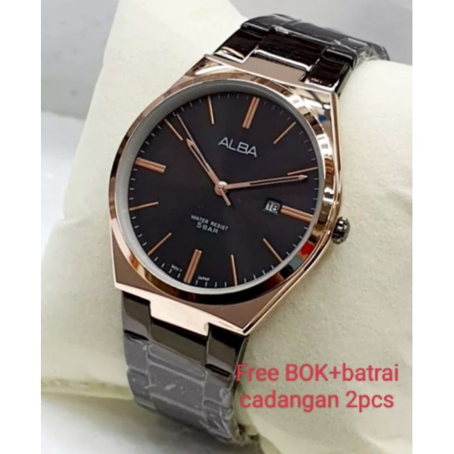 JAM Tangan Pria Dewasa Anti Air | Jam Tangan Alba Rantai stainless Steel Date aktif