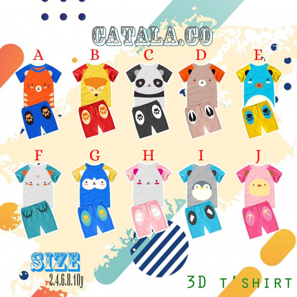 Set animal 3d Boy & Girl - Catala.co - Setelan anak usia 2-10 tahun