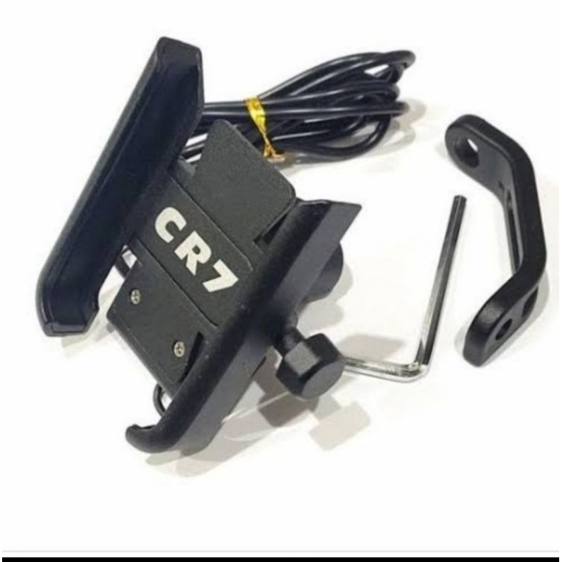 Holder Hp motor aluminium USB charger  nmax ADV XMAX PCX Aerox universal CR7 Blacklist