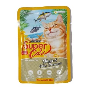 Makanan Kucing Super Cat Pouch Hair & Skin Formula 85gr
