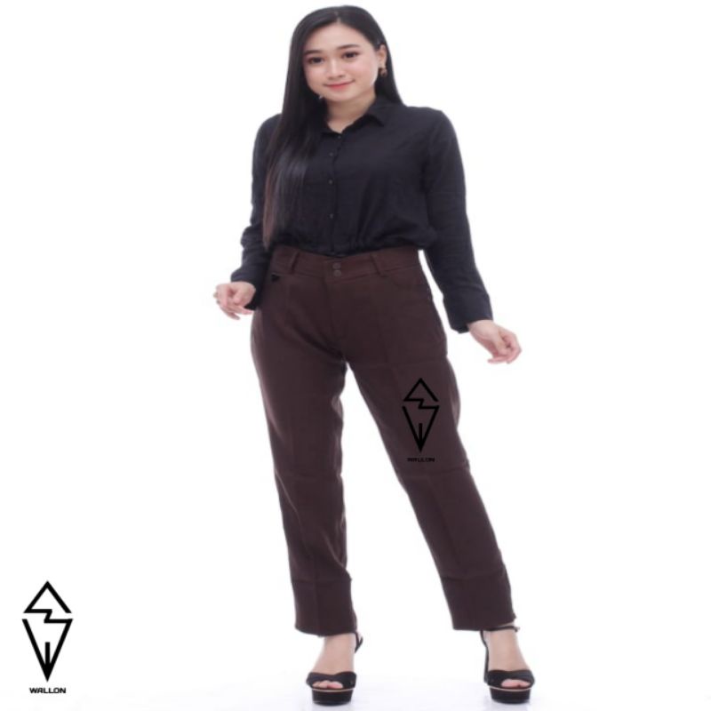 CELANA KERJA WANITA RESLETING CELANA BROWN BAHAN FORMAL