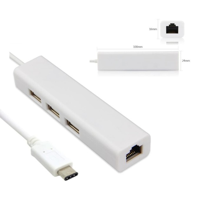 Trend-USB Type-C Lan Adapter with 3 Port USB Hub