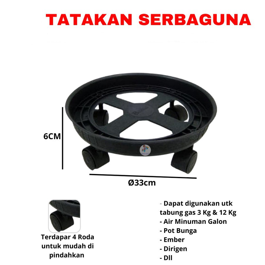 MASPION B404 Tray Serba guna / Tatakan Tabung Gas Elpiji  Roda - Tatakan Galon Air Roda - B 404 - Plastik Tebal