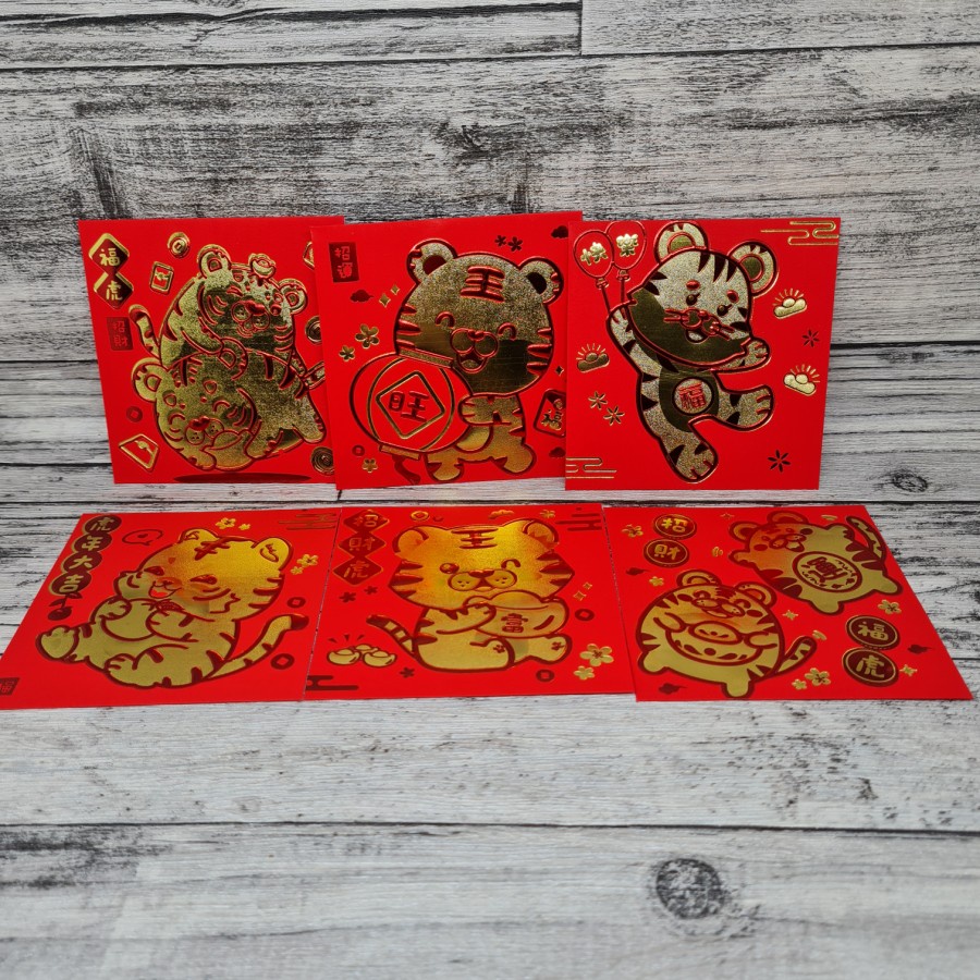 6pcs angpao 3D merah imlek Tiger 2022 / angpau lucu sincia / red envelope