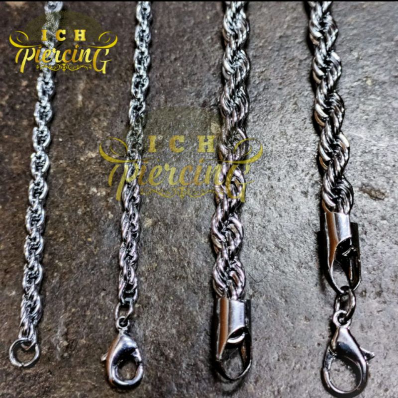 kalung titanium model tambang / kalung titanium anti karat / kalung titanium terbaru 70cm