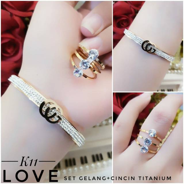 Set Titanium Gelang + Cincin