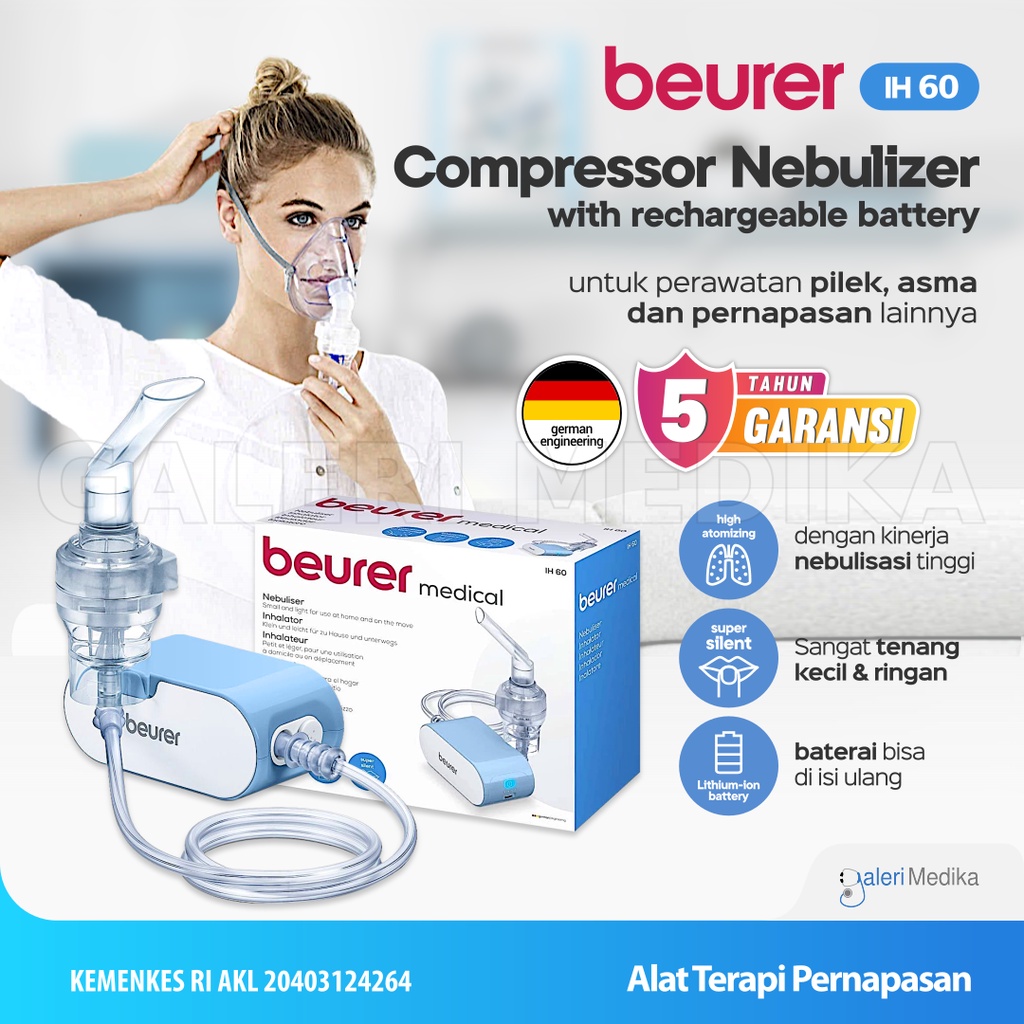 Nebulizer Portable Beurer IH60 / IH 60 / IH-60 Alat Terapi Pernapasan