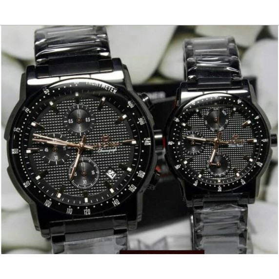 Jual JAM TANGAN COUPLE HEGNER HZ408 HITAM ORIGINAL GARANSI 1 TAHUN Terlaris