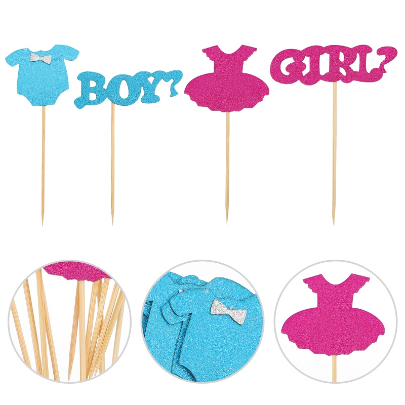 12pcs / set Topper Kue Desain Pakaian Bayi Laki-Laki / Perempuan Untuk Dekorasi Baby Shower / Ulang Tahun