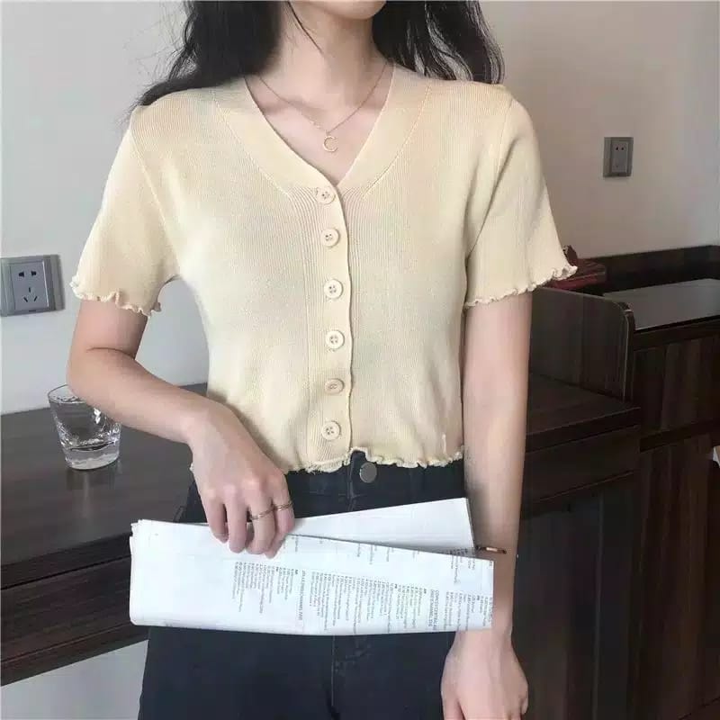 BEFAST - ZEC Blus KALICA / Bella Knit RIB / Blouse Crop Polos Terbaru / Blus Wanita Tangan Pendek / Blouse Banyak Model / Blouse Korean