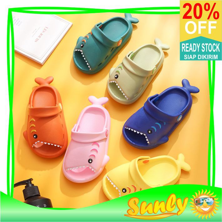 ☀ Sunly ☀ A165 Sandal Baby Shark Anti Slip Sendal Karakter Anak Bayi Hiu Lucu Import Grosir