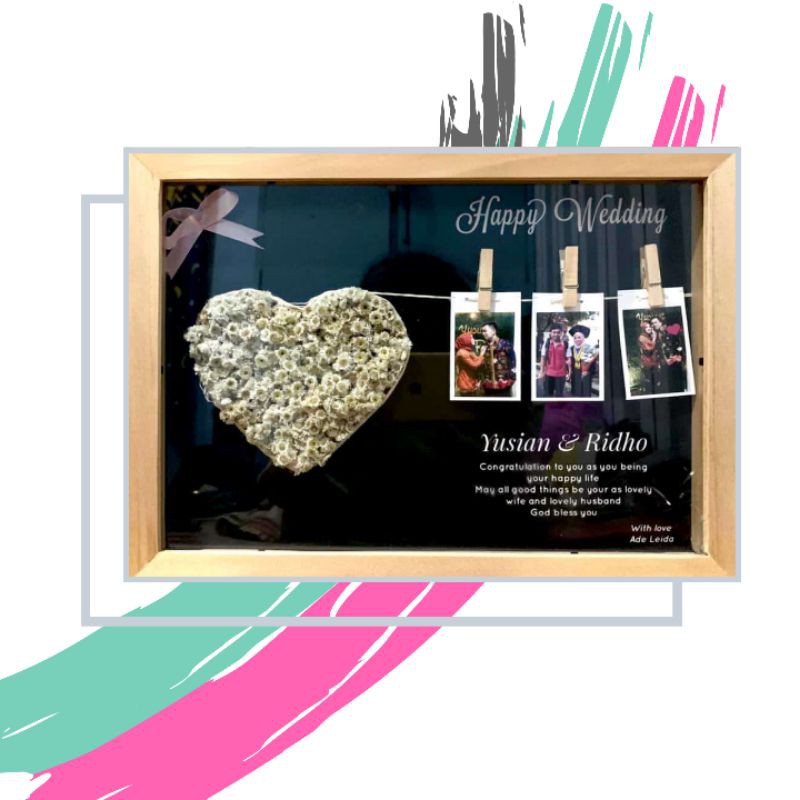 Kado Pernikahan / Wisuda / Ulang Tahun / Anniversary Unik Figura Foto Flower In Frame