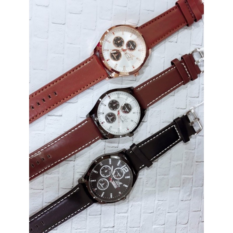 JAM TANGAN PRIA KULIT MIRETE  , TANGGAL & HARi