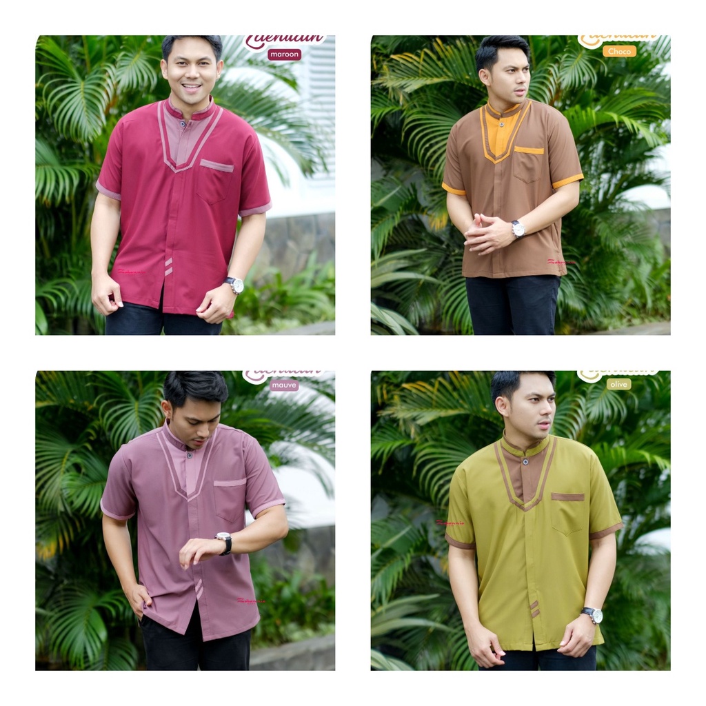 ZABANNIA ZAENUDIN DAN HAYATI DEWASA KOKO DAD BAJU SARIMBIT KELUARGA RAMADHAN LEBARAN WARNA OLIVE CHO