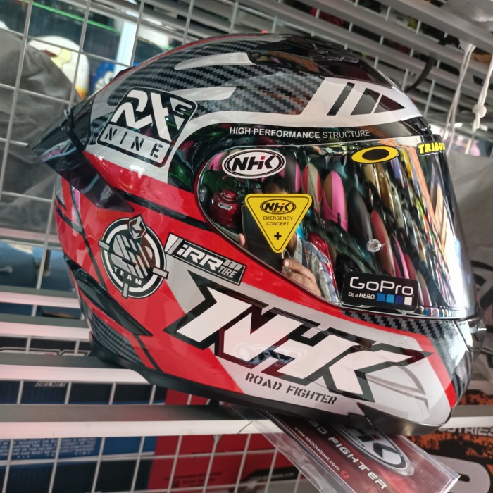 Paket Ganteng Helm NHK Rx9 Racer Red/Silver Double Visor