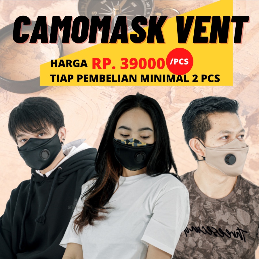 Masker Kain 3D 3 ply Lapis Respirator Hijab Korea Headloop Earloop Motif Non Medis Hitam Pria Keren