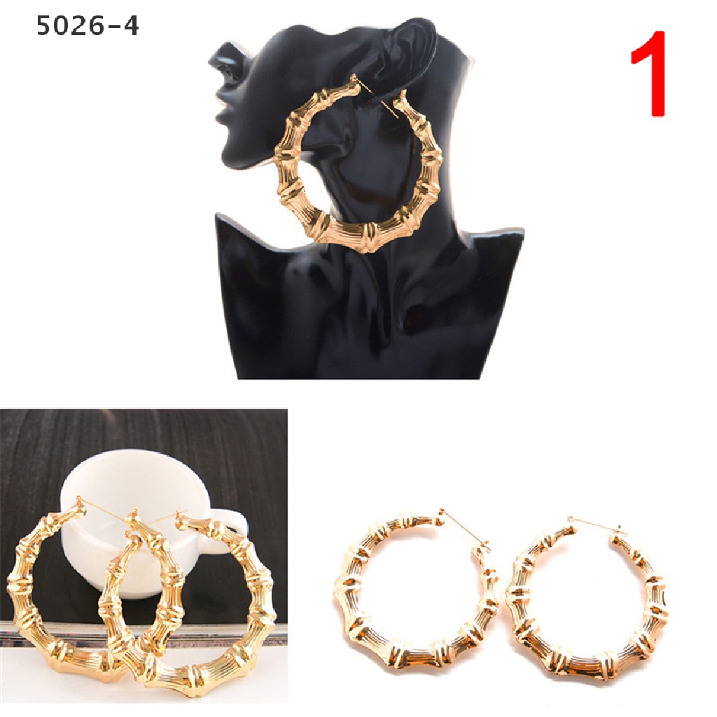 5026-4 Large Bamboo Earrings Hip-Hop Earrings Ladies Hoop / Hoops Ear Circle  5026-4