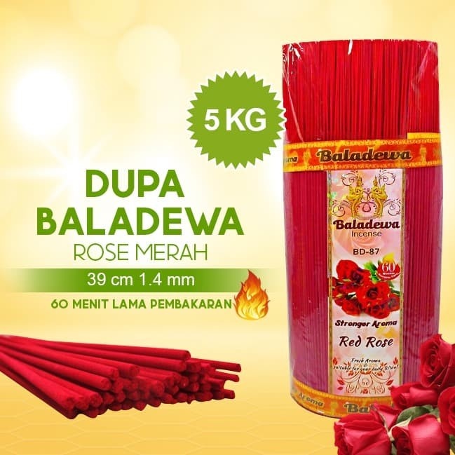 Dupa/ Hio Wangi Harum Baladewa 39 cm 5 Kg 1.4 mm Red Rose merah