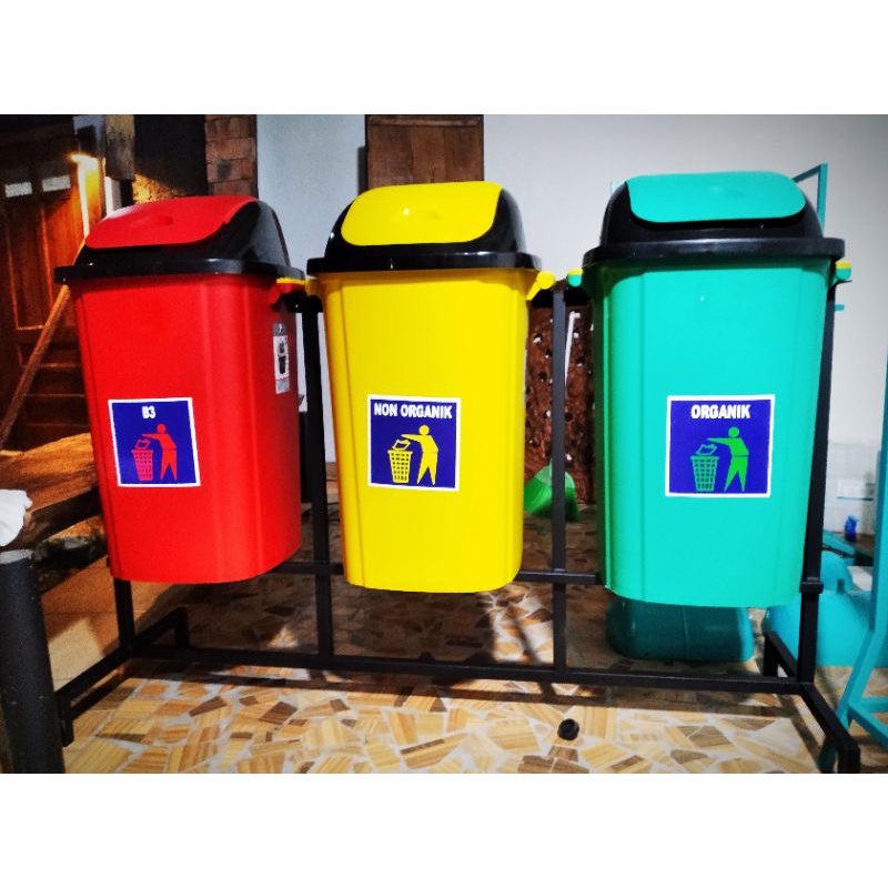 Tong sampah 3 in 1, Tempat sampah 3 pilah, Tong sampah 3 warna