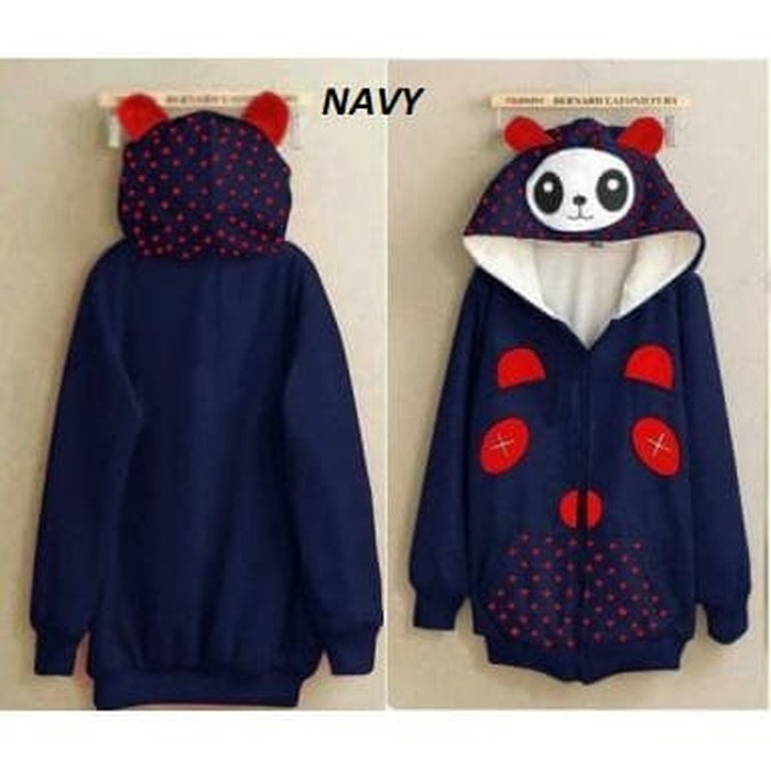 Gaun / dress wanita / cewe JAKET WANITA PANDA BAJU JAKET WANITA DEWASA MURAH TRENDY KEKINIAN - Navy