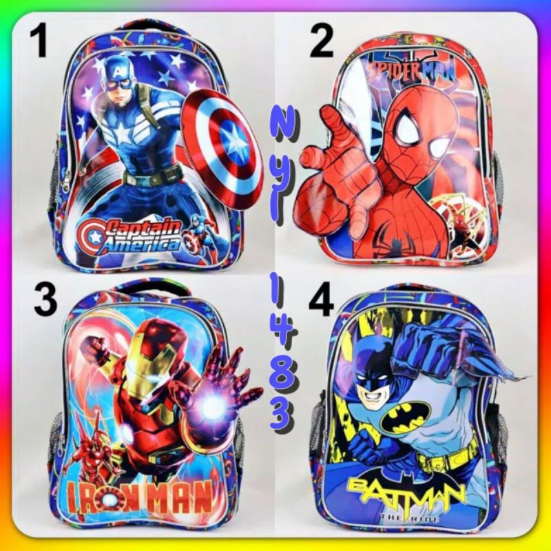 Tas ransel anak SD Tas anak sekolah motif superhero 3D