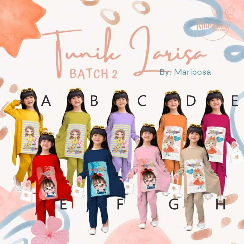 Ready | Tunik Larisa By Mariposa | Setelan Tunik Anak Perempuan