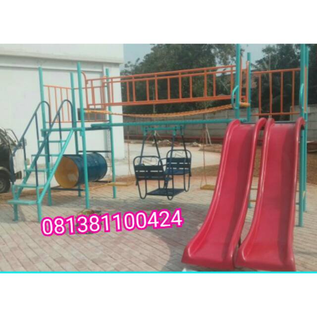 Outdoor playground besar perosotan ayunan set besi anti karat galvanis free ongkir jakarta
