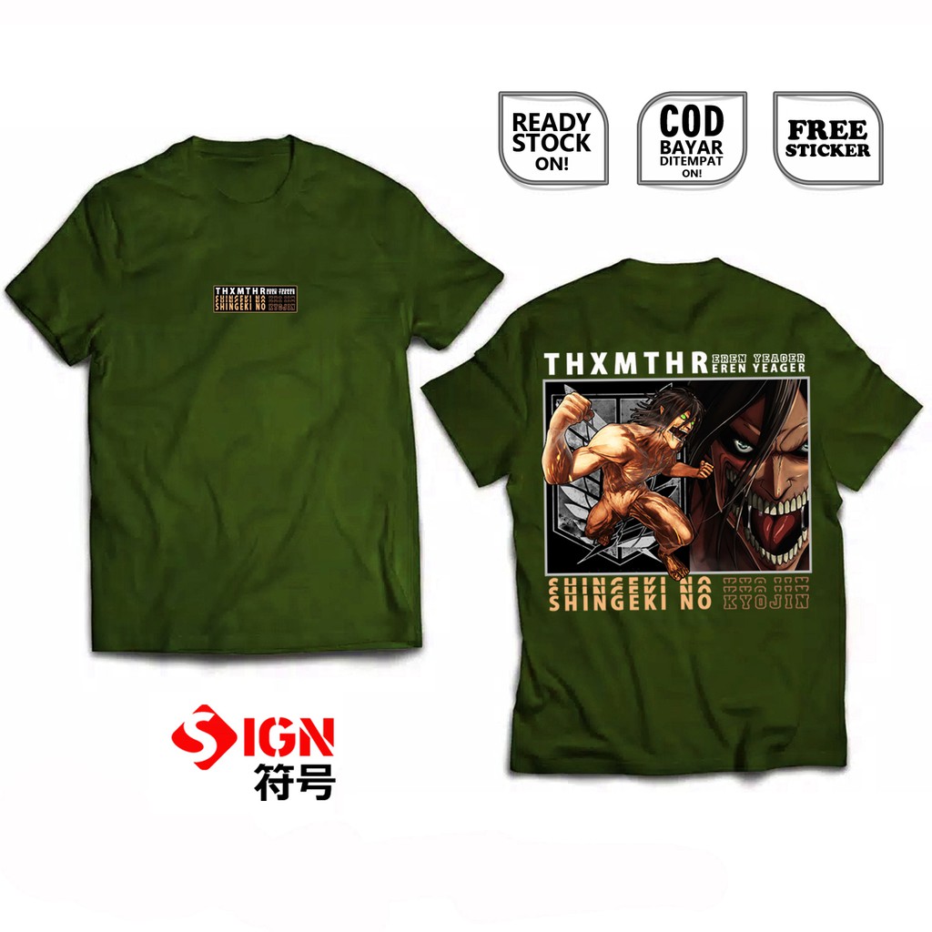 KAOS EREN JAEGER SHINGEKI NO KYOJIN ANIME MANGA BAJU JEPANG ATTACK ON TITAN EREN YEGA JAPAN COSPLAY