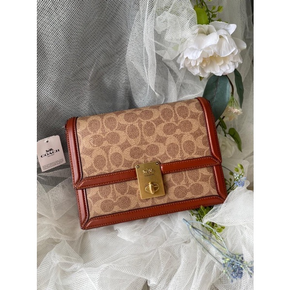 Tas Coach original - Coach hutton crossbody in signature tan rust