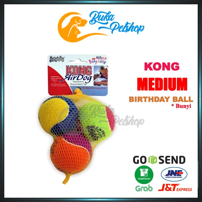 Mainan Bola Tennis Anjing Bunyi KONG SQUEAKAIR Birthday Ball Medium (3pc)