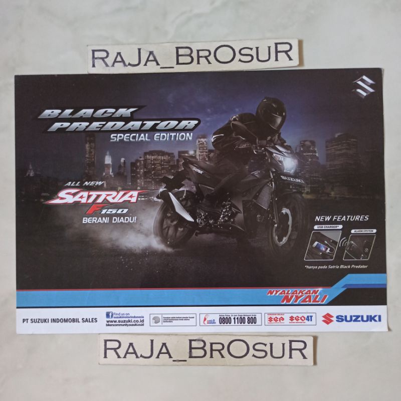 Poster brosur katalog flyer Suzuki Satria F 150/Satria F150/Satria FU Black Predator Special Edition