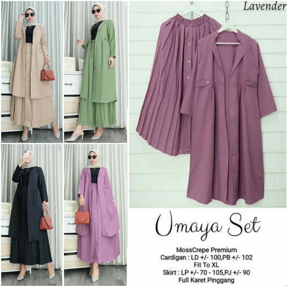 Umaya setelan rok cardigan terbaru one set kekinian